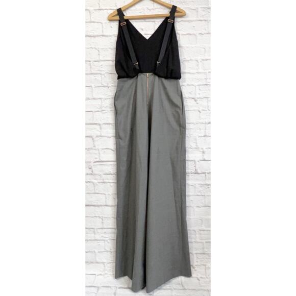 Kit and Ace Stardust Overalls Black Gray Silk Wool Wide Leg Jumpsuit 8 - Picture 5 of 12